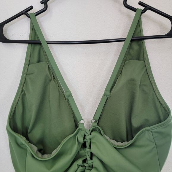TA3 Swim Hi Cut Plungey Green Size 3X RL 2.0 Regular‎ Length Cinching Hour Glass - Picture 5 of 11